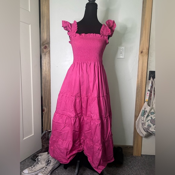 Hill House the Nap Dress Pink Ruffled Smocked Tiered Maxi Dress Cottagecore - Picture 5 of 7
